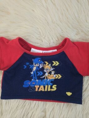 Build-A-Bear Sonic & Tails Shirt – Blue & Red Graphic Tee Plush Clothing